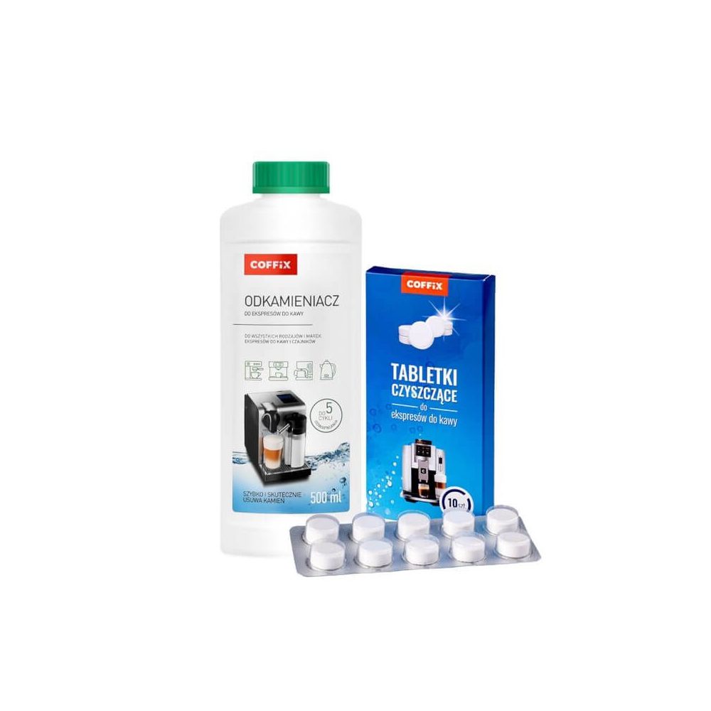 COFFIX kávégép karbantartó készlet - Vízkőoldó-500 ml, Tisztítótabletta-10 db