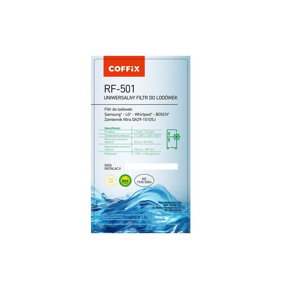 COFFIX RF-501-Samsung hűtőszekrényekhez kompatibilis szűrőbetét